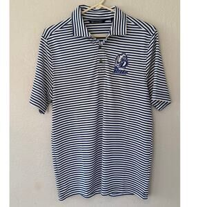 Womens Cutter & Buck Drake University Bulldogs Blue White Stripped Polo Sz Small